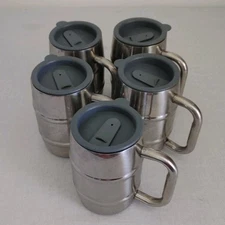 5 Stainless Steel  Beer Mug with Lid Barrel Shaped