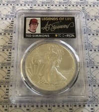 Ted Simmons Auto 2020-S $1 1 Oz US Silver Eagle ER FS PCGS/PSA MS70 Legends Life