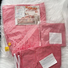 Vintage Baby Bedding Roommates  Gramco Red gingham skirt  portable crib sheets