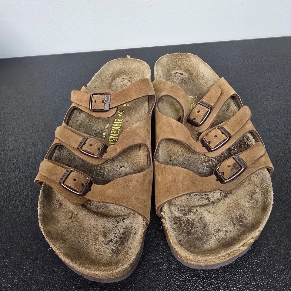 Sandalias Birkenstock Mujer 39 Marrón Florida Tirantes Toboganes Informales Playa Abedul Foto 3 de 4