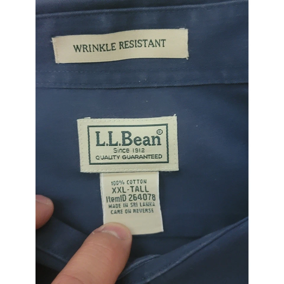 L.L. Camisa Bean XXL Alta Azul Resistente a Arrugas Manga Larga Con Botones Foto 4 de 4