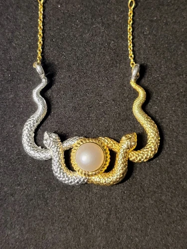 OFF WHITE Bellissima collana in argento sterling 925 con perle naturali Cobra 18 in 0774