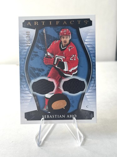 2023-24 Upper Deck Artifacts Sebastian Aho Hurricanes Dual Jersey Game Used /249