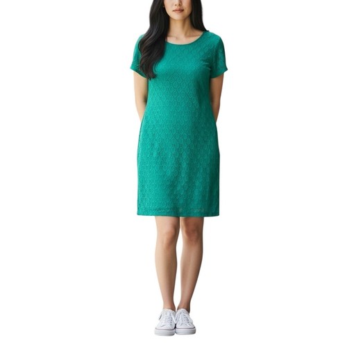 Isaac Mizrahi Green Knit Eyelet Shift Dress XL NWT Designer Summery Casual - Picture 2 of 12