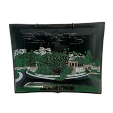 Hearst Castle Decorative Glass Tray Black Green Gold Scenic Collectible Display