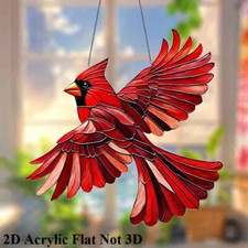 Modern Acrylic Cardinal Bird Catcher Colorful Style Window Hanging Decoration