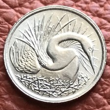 5 centów 1977 Singapur 🇸🇬 Snake Bird (Anhinga melanogaster) - UNC - KM# 2