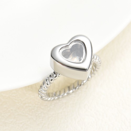 Glass Heart Urn Locket Stainless Steel Twisted Rope Ring For Ashes Jewellery - Picture 3 of 12