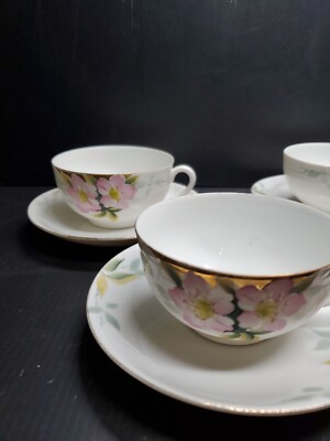 6 Sets Noritake Azalea 19322 Pink Floral Gold Trim Fine China