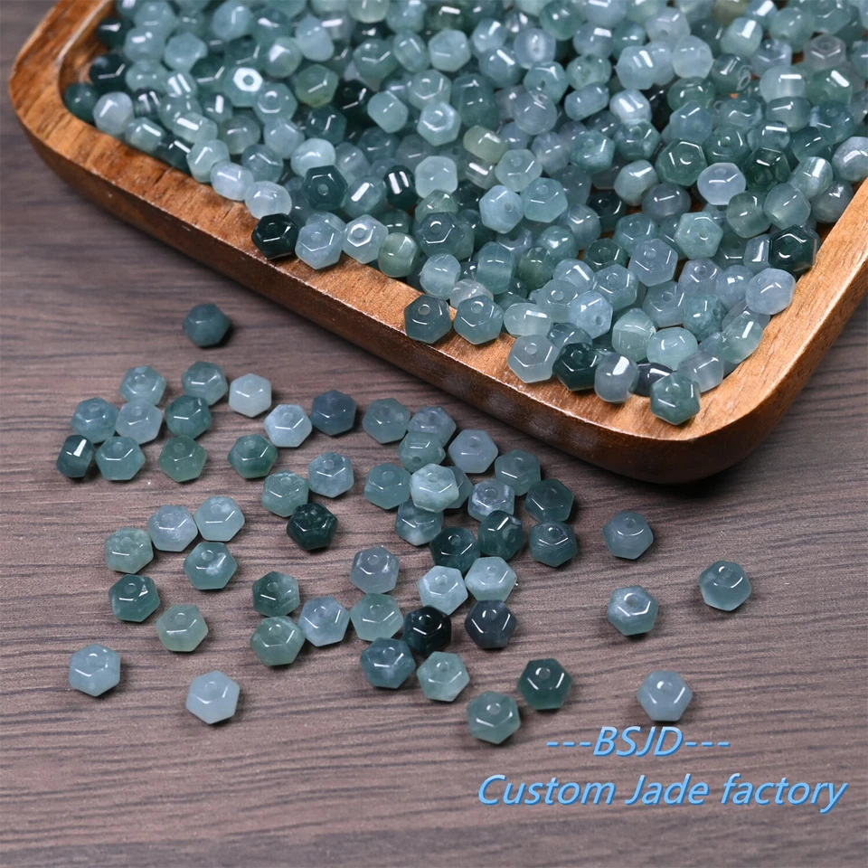 Натуральный класса нефрит маленький фонарь формы бисером синий нефрит льда зеленый DIY бисер - Изображение 3 из 4