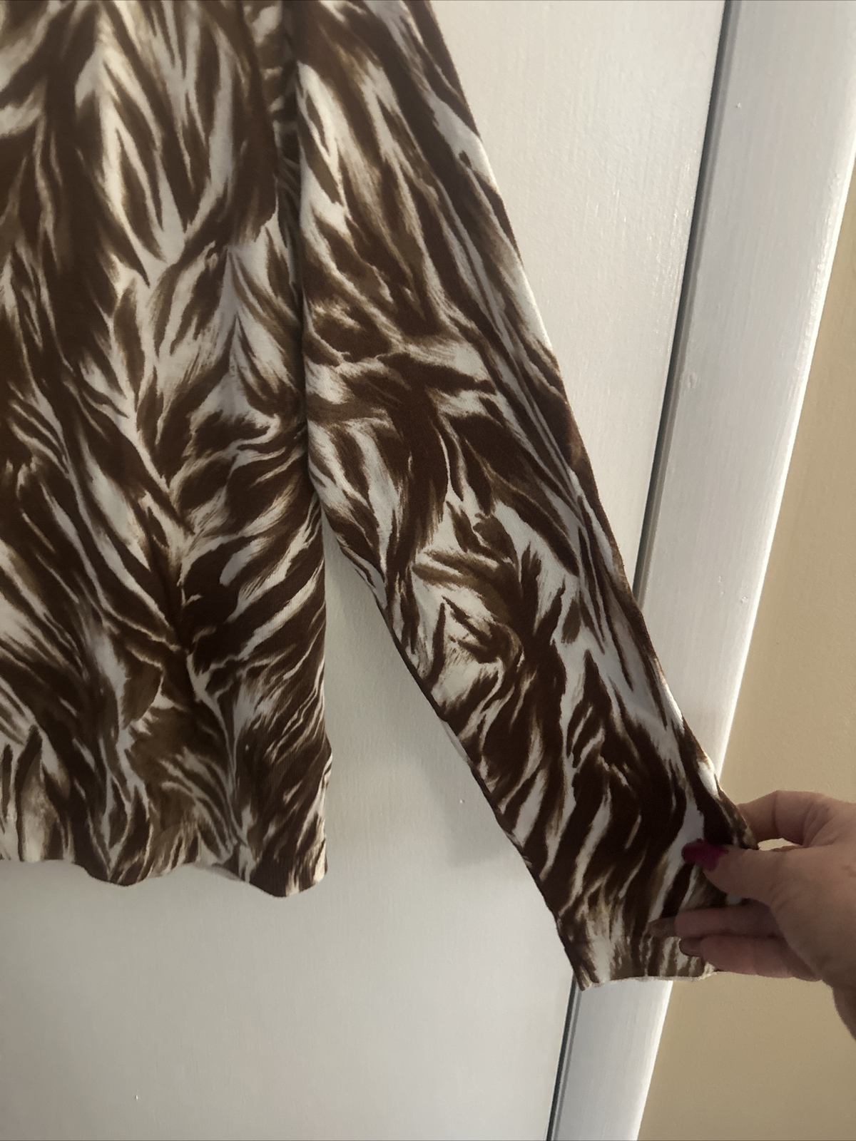 Talbots size XLP brown patterned front button car… - image 4