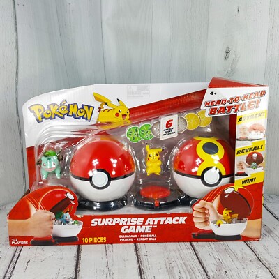 Pokemon Surprise Attack Game Figure Pikachu & Bulbasaur Figure Poke Ball Set NEW