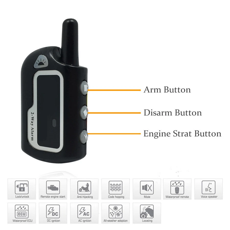 Motorcycle Lock Security Two Way Alarm Remote Control Engine Start Anti Cut Off - Image 3 of 4