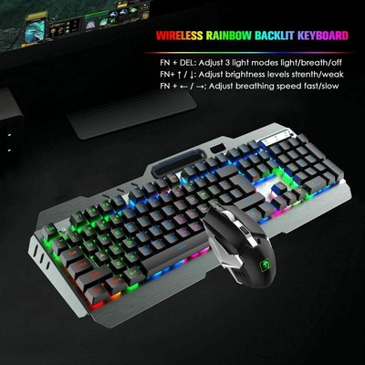Wireless Combo, Wireless Keyboard Mouse Set, 2.4 GHz LED Backlit for PC Laptop
