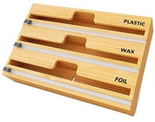 SpaceAid WrapNeat 3 in 1 Wrap Organizer w/ Cutter and Labels Plastic Wrap