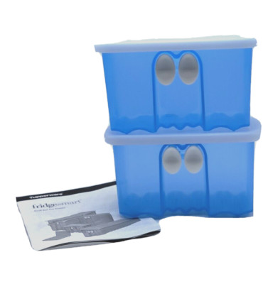 Tupperware Fridgesmart Mini 1 1/2 Cup Vented Container Blue Set of 2  #4735 NOS