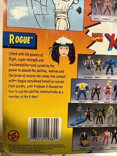 X-Men Rogue Mutant Super Heroes Toy Biz Marvel Action Figure 1994 + Trading Card - Picture 9 of 10