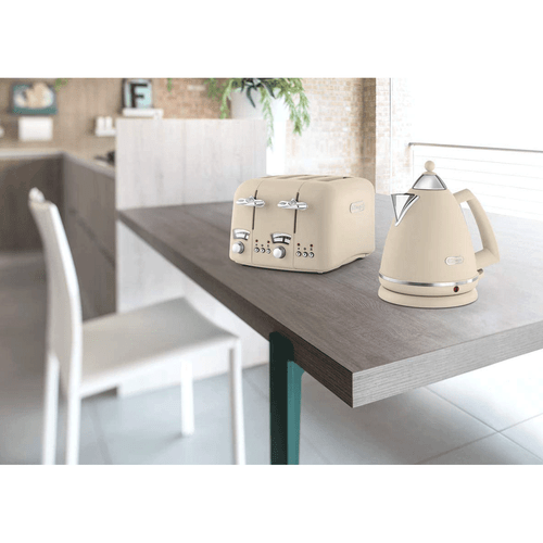 De'Longhi Argento Flora 4 Slice Toaster Beige CT04.BG | Wide Slots, Crumb Tray - Picture 6 of 6