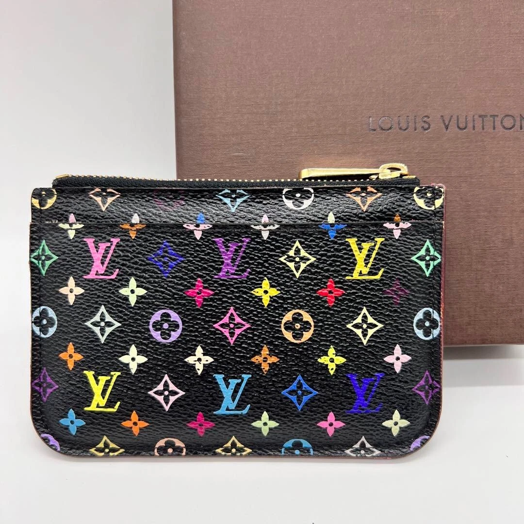 Auth LOUIS VUITTON Pochette Cles Coin Purse Multi-Color Canvas