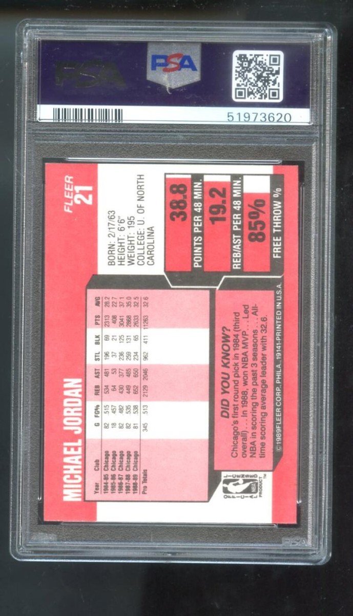 1989-90 Fleer #21 Michael Jordan PSA 8 Graded Basketball