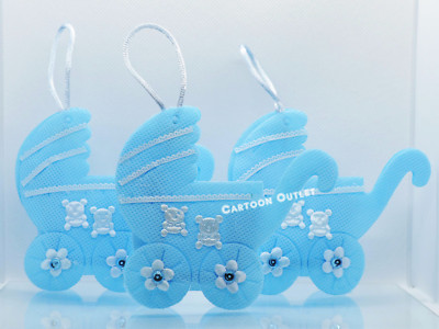 24 BABY SHOWER STROLLER CARRIAGE FAVORS BLUE CARIOLA AZUL RECUERDO BOY FILLABLE 