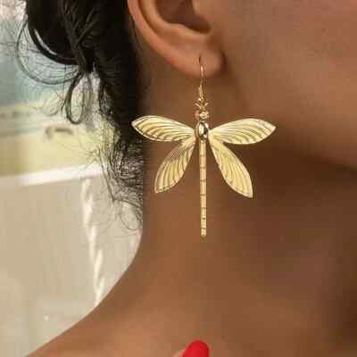 Dragonfly Earrings Women Elegant Jewelry 18K Golden Plated Dangle Hook Earrings