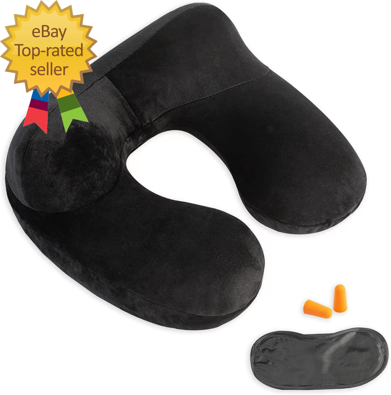 Inflatable Neck Pillow for Travel - Airplane Car Camping Support-image