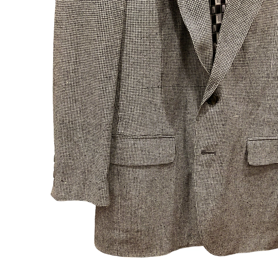 Abrigo deportivo de seda 40R Davis & Squire Blazer Traje Chaqueta Negro Blanco Pata de gallo Foto 3 de 4