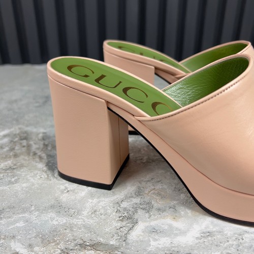 Gucci Houdan Horsebit Plaform Heel Mules Pink Leather 8.5 US or 38.5 EUR - Picture 9 of 24