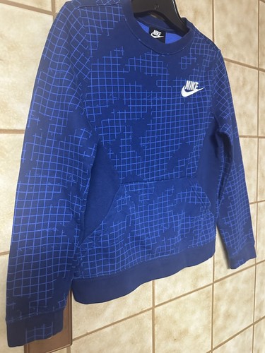 Nike Yourh Unisex Kids Crewneck Pouch Pocket Sweatshirt Sports School, Blue Sz M - Picture 4 of 9