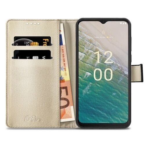 For Nokia C32 Case Slim Leather Wallet Stand Phone Cover + Screen Tempered Glass - Picture 6 of 21