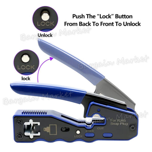 RJ45 Crimper EZ Cat 5e 6 7 HD Pass Through Network Connector Tool Crimping Plier - Picture 7 of 9
