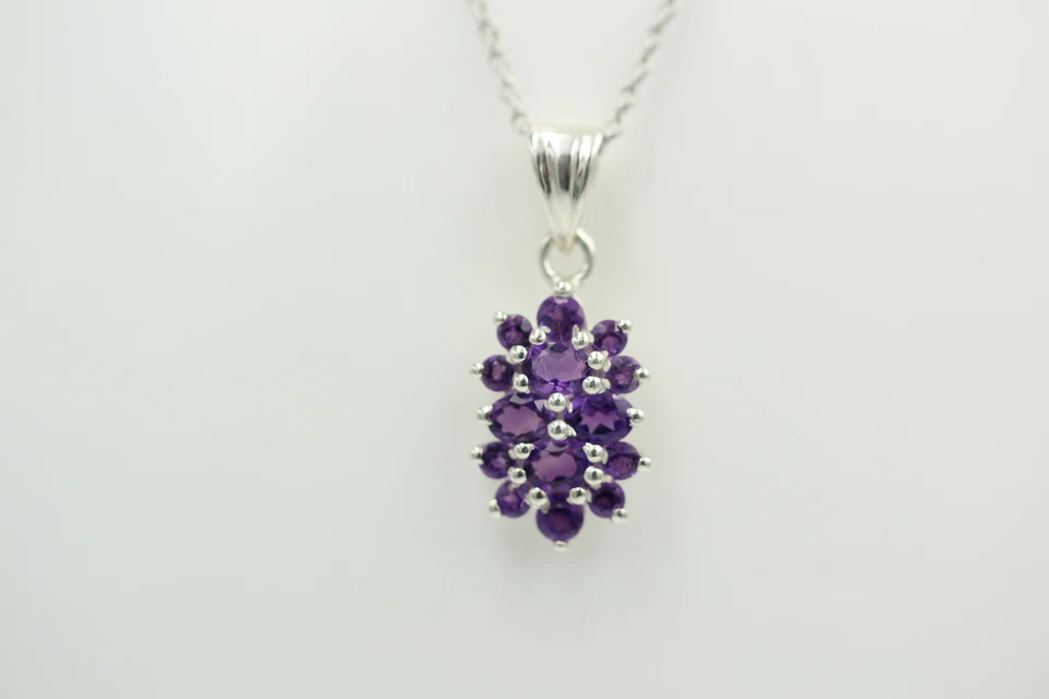 Esclusivo 1,16 Carati Ciondolo Ametista,925 Argento,Catena,Collier,Rodiato - Immagine 2 di 4
