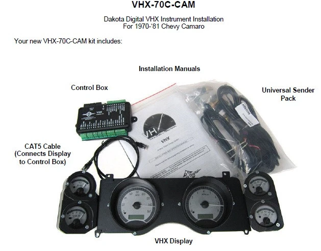 Dakota Digital 70-81 雪佛兰科迈罗模拟仪表套件碳蓝色 VHX-70C-CAM-C-B — 第 4/4 张图片