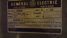 GE Flex-A-Plug Plug in device 600v max 30amp