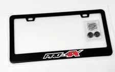 Red & White PRO-4X License Plate Frame Tag Cover Black Metal Material with Screw