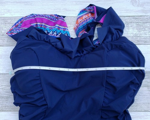 Profile Womens One Piece Navy Swimsuit Sz 20W Flounce Over the Shoulder NEW - Picture 11 of 11