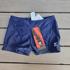 TYR Men's Solid Navy Nylon Swimwear Performance Boxer Size 26 New