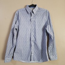 Nick Graham Mens Shirt Size M Blue Paisley Button Down Stretch Modern Fit
