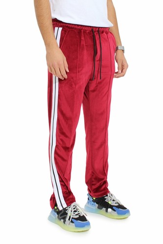 Pantaloni Tuta Uomo Ciniglia Sportivi Elastico in Vita Jogger Bordeaux |  eBay