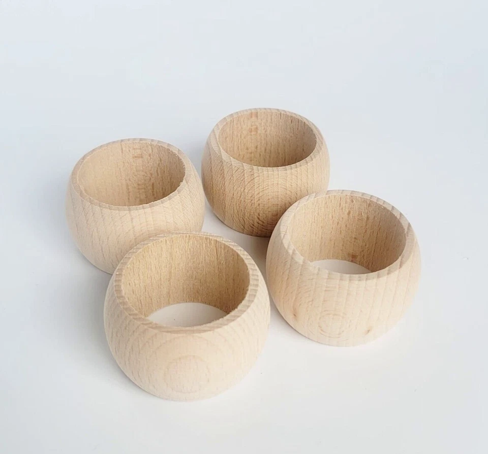 Wooden Round Napkin Rings ( 2 ), Set of 4, make of Natural Wood, - Unpainted - Image 4 of 4