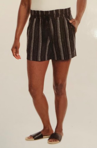Briggs Ladies' Shorts XL Linen Blend Pull-On Black White Stripe NEW - Picture 2 of 3