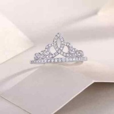 2.00Ct Round Cut Moissanite Crown Halo Band Ring Eternity 14K White Gold Plated