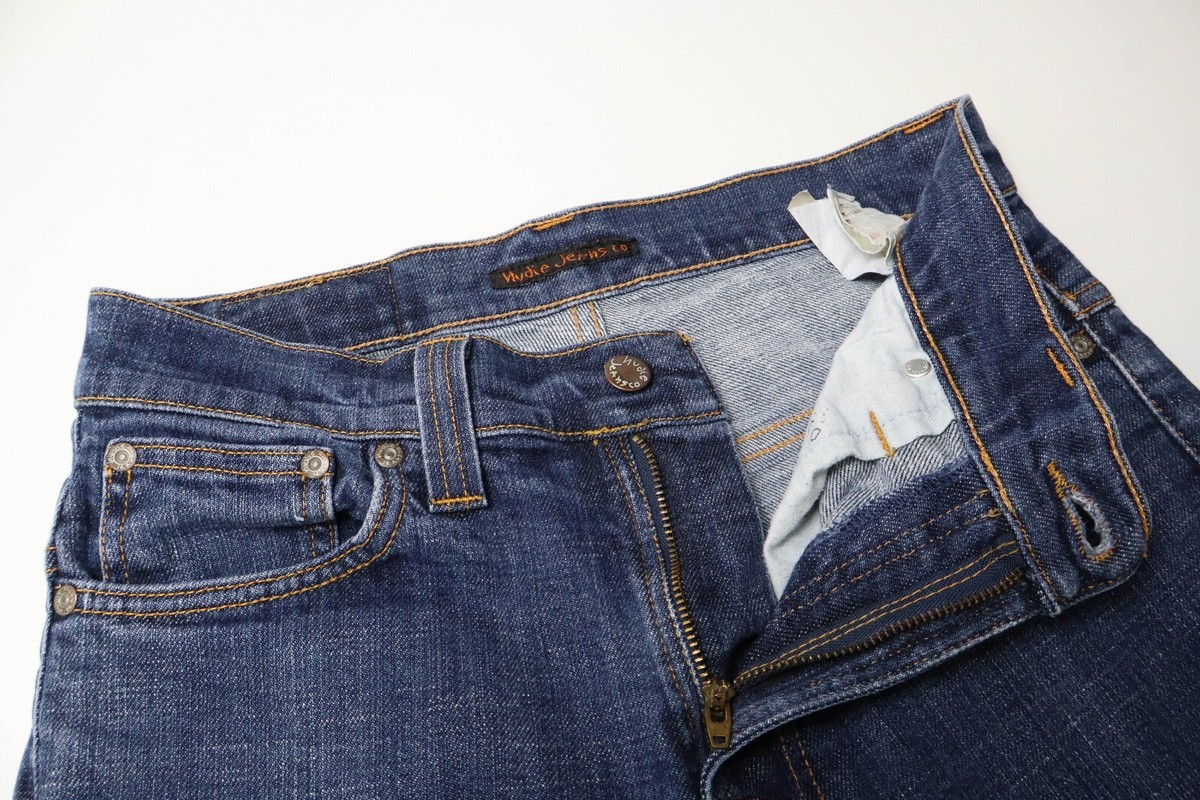 NUDIE Thin Finn Jeans Men's W30/L32 Slim Fit Blue Denim Zip Fly