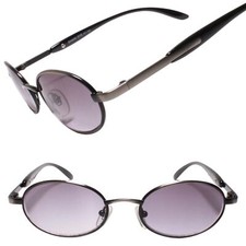 Retro Sophistication 90s Grunge Nostalgia Urban Hippie Oval Gunmetal Sunglasses