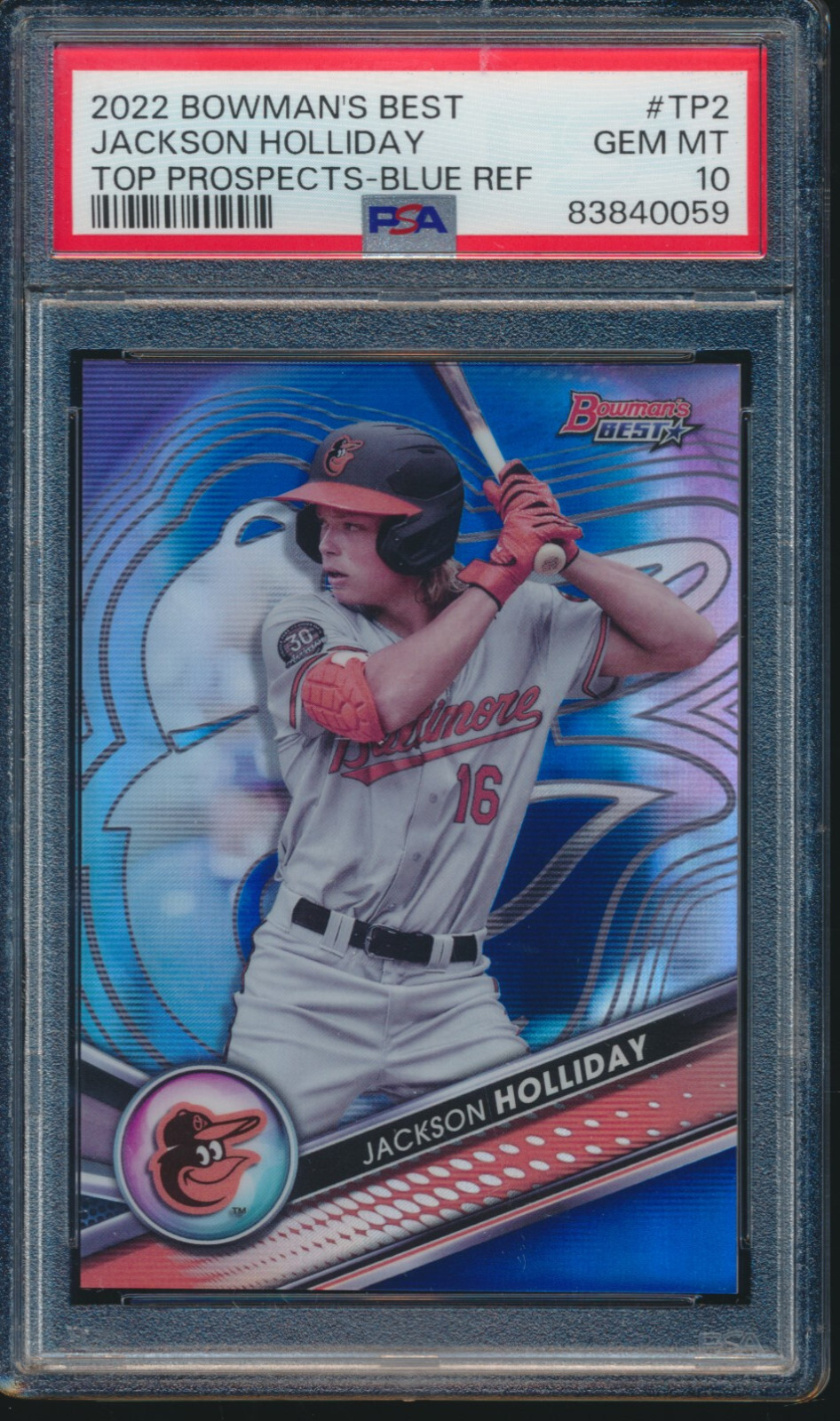 PSA 10 JACKSON HOLLIDAY 2022 Bowman's Best BLUE REFRACTOR/150 ORIOLES GEM MINT