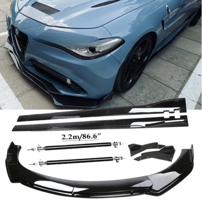 For Alfa Romeo Giulia Front Bumper Lip Splitter Spoiler Side Skirt Strut Rod