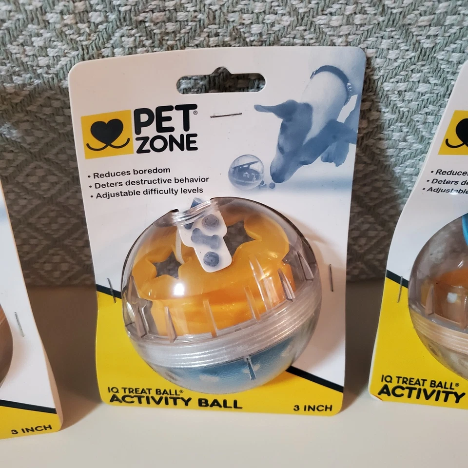 Lote de 3 bolas de tratamiento Pet Zone IQ juguete dispensador de alimentos para perros - Nuevo Foto 3 de 4