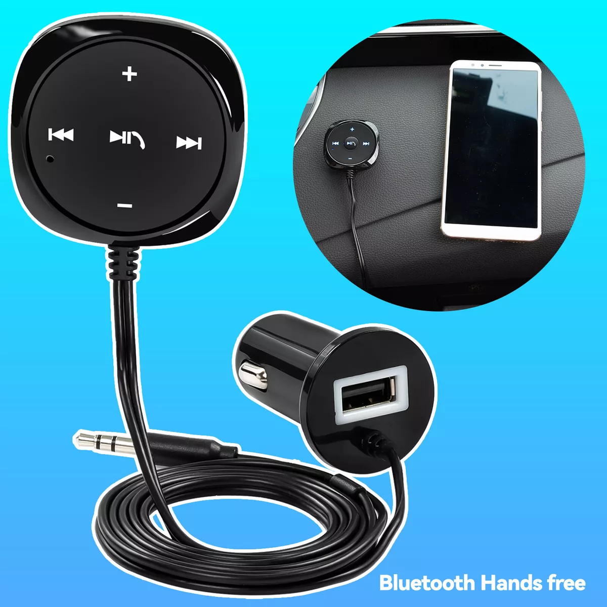 Car 3.5mm AUX Bluetooth Receiver Wireless Stereo Audio Music Adapter USB  Charger