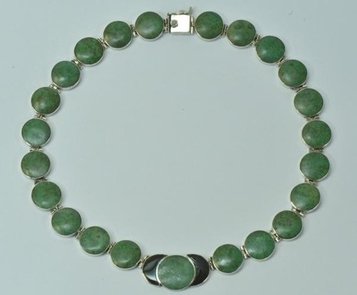 Collier mit Türkis und Onyx in aus 950 er Silber Halskette Damen - 第 12/12 張圖片